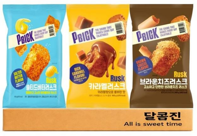 피빅 솔티드버터러스크 + 카라멜러스크 + 브라운치즈러스크 혼합 구성, 1세트, 300g