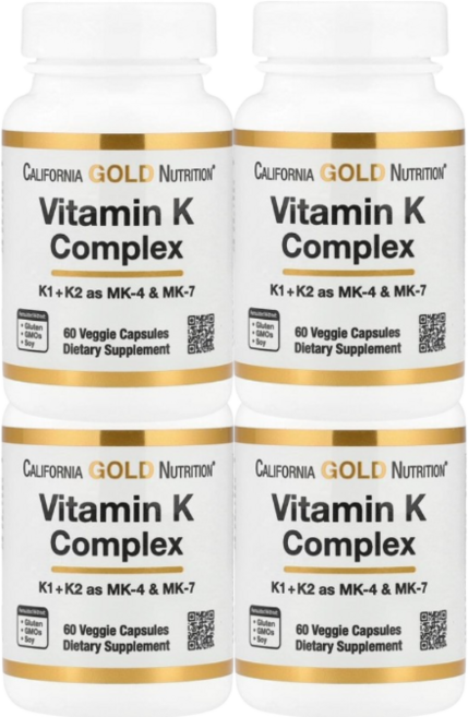 2+2 캘리포니아 골드 뉴트리션 비타민K 복합체 베지 캡슐 60정, 4개