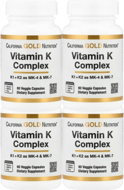 2+2 캘리포니아 골드 뉴트리션 비타민K 복합체 베지 캡슐 60정, 4개 - 쿠팡