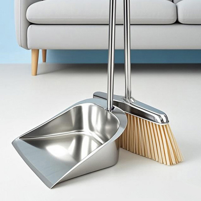 업소용/미용실 스텐 쓰레받이 빗자루 쓰레받기 세트, 1세트