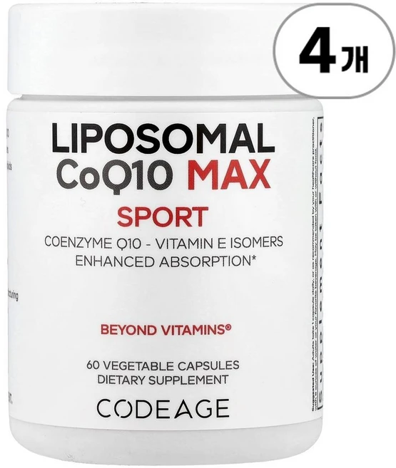 코드에이지 리포좀 코큐텐 맥스 스포츠 Codeage Liposomal CoQ10 Max Sport 60정, 4개 - 쿠팡
