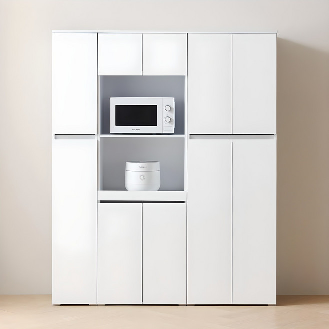 바로방가구 히트 1800 다용도 팬트리장 주방수납장 부엌 밥솥 밥통 전자렌지대 틈새장 세트 1500, 화이트