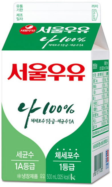 서울우유 나100% 500ml 흰우유, 1개