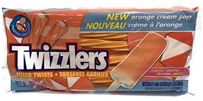 TWIZZLERS 오렌지 크림 팝 채워진 트위스트 캔디 감초 311g/11 oz 캐나다에서 수입}, Orange_11 Ounce (Pack of 1)