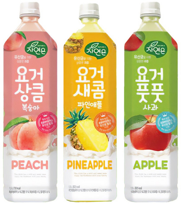 웅진 요거풋풋 사과+요거상큼 복숭아+요거새콤 파인애플 2개씩 총6개, 6개, 1.5L