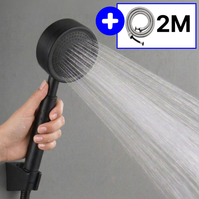 바르텐 샤워기헤드 호스 2M 초강력 수압상승 무광 스테인리스, 매트다크, 1개