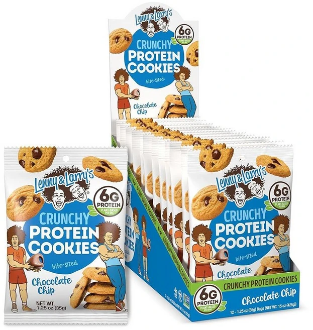 Lenny & Larry's The Complete Crunchy Cookie GMO 칩 식물 35.4g(1.2온스) 파우치 프리 초콜릿 단백질 비건 (12팩) 6g, Lenny & Larry's The Complete C, 35g - 쿠팡