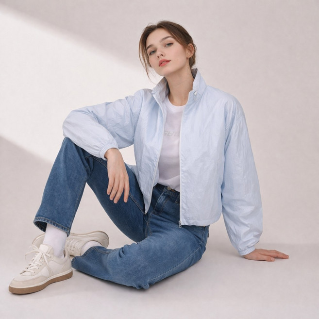 게스 바람막이 여성 셔링 자켓