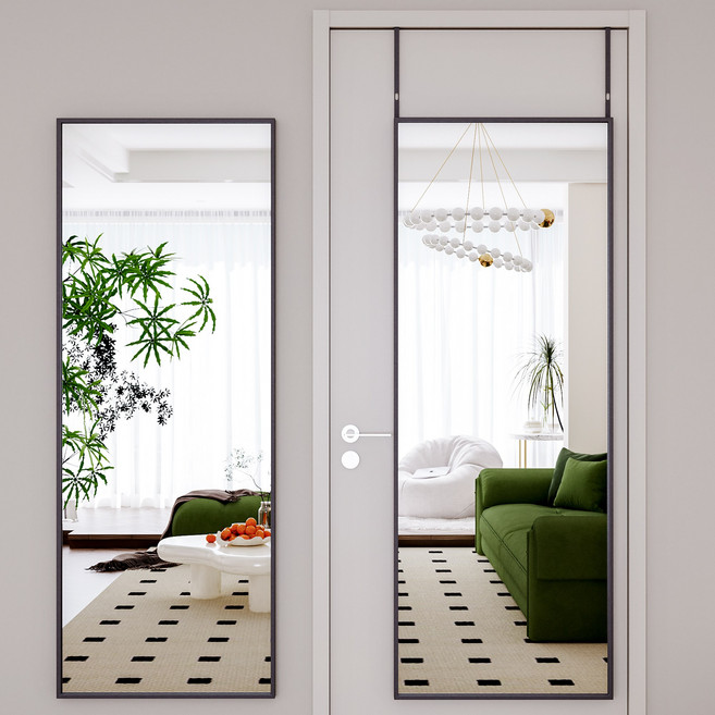 뷰티피크 문걸이 전신거울 40*125cm, 블랙