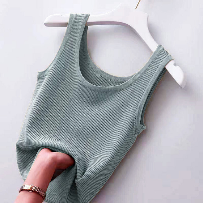 大尺碼吊帶背心 女生內搭打底衫 無袖螺紋彈力上衣 修身顯瘦 （08）19-0