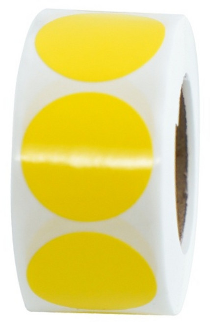 디어플레이스 컬러 롤스티커 500매 2.5cm, 1롤, 03.원형_옐로우