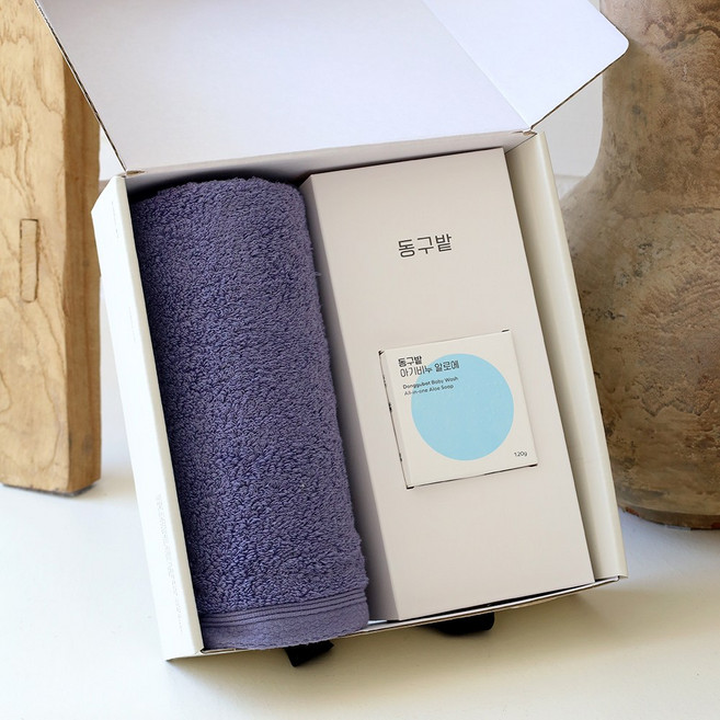 테일러 호텔수건 160g 1P ＋ 동구밭 아기비누 알로에 1P 선물세트, 회색