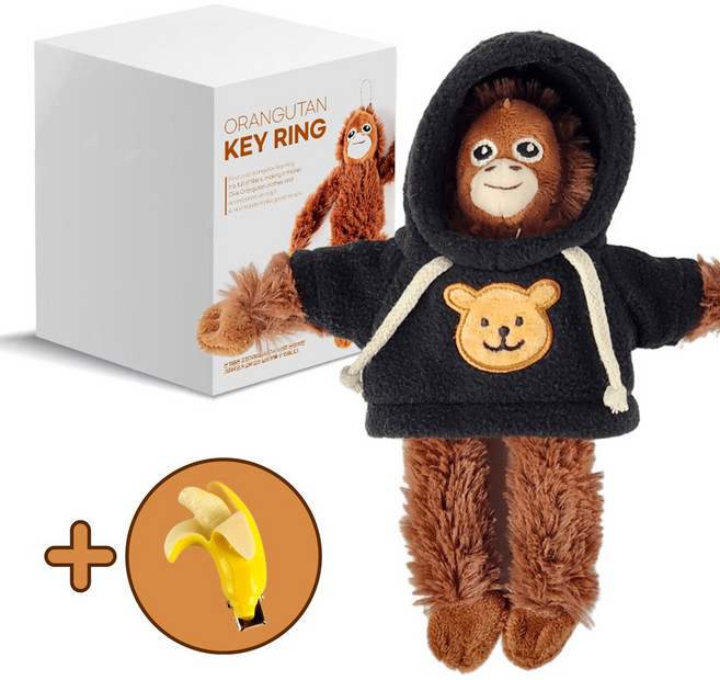 마이너컴퍼니 오랑우탄 원숭이 인형 키링, 블랙, 1세트