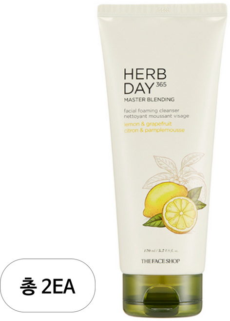 더페이스샵 허브데이 365 마스터 블렌딩 클렌징 폼 레몬 & 자몽, 2개, 170ml
