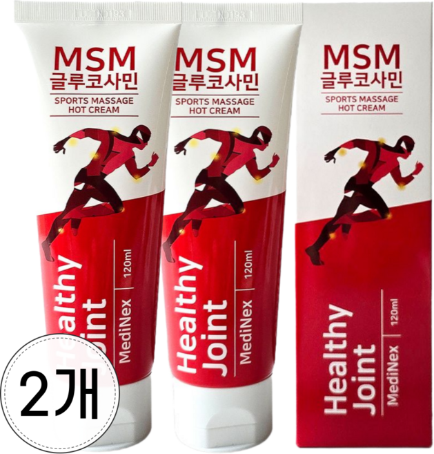 헬시조인트 MSM 글루코사민 유황 온열 마사지 릴렉싱 리커버리 크림, 2개, 120ml