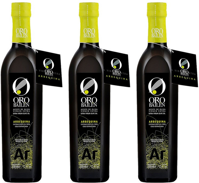 오로바일렌 아르베키나 엑스트라 버진 올리브 오일, 3개, 500ml