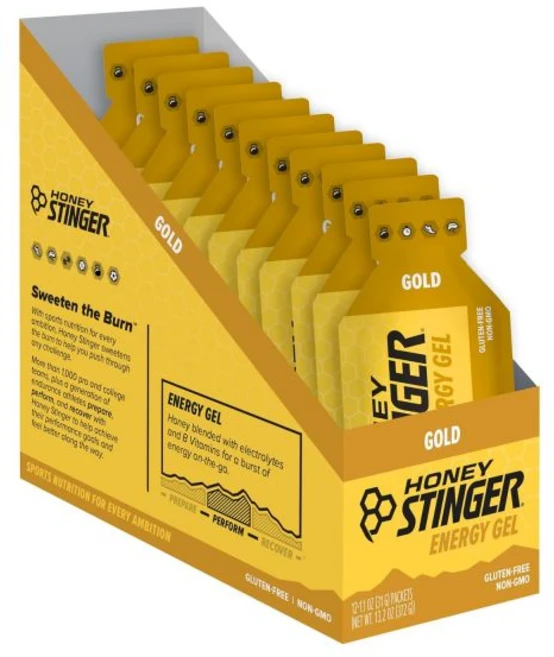 허니 스팅어 유기농 과일 스무디 에너지 젤 카페인 프리 운동 달리기 퍼포먼스용 스포츠 가정 체육관용 전 중용, 골드, 1.1 온스 (12개 팩) - 쿠팡