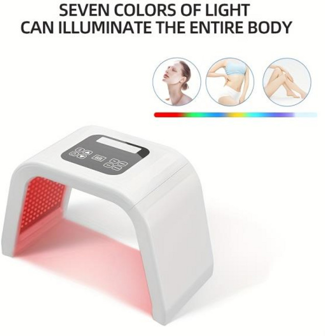 7색 LED 라이트 테라피 뷰티 디바이스 얼굴 목 몸 피부 관리 재생 홈케어 또는 휴일 선물 아이디어, 03 US plug, 기본