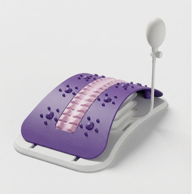 KUS 공기압 요추 견인기 허리 스트레칭 척추 교정, 보라색