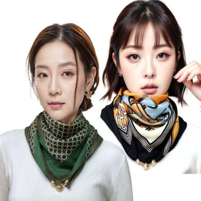 뉴블랑 여성 편한 원터치 자석 스카프 간절기 봄 가을 필수템 데일리용