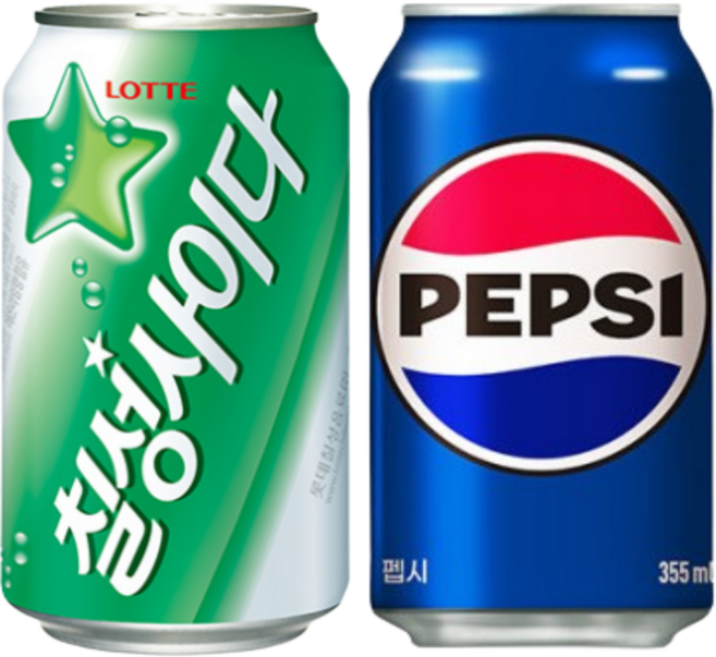 롯데 칠성사이다 업소용 355ml 24입+펩시콜라 업소용 355ml 24입, 1세트