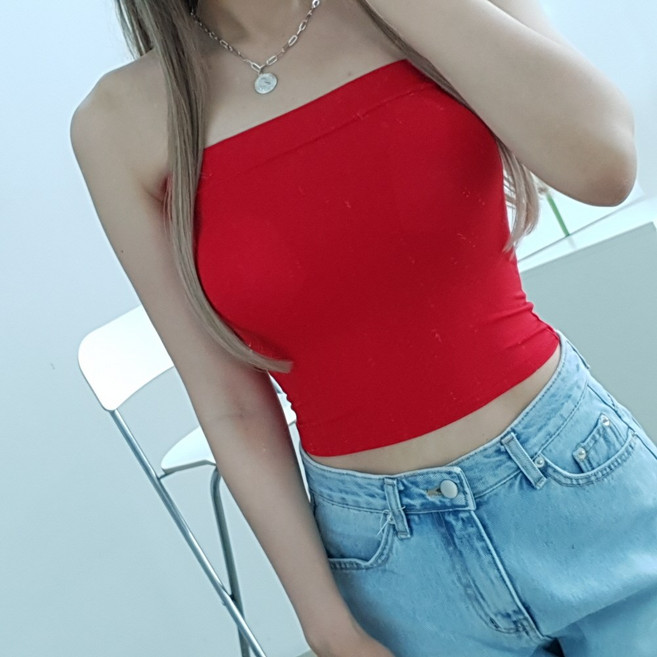 쫀쫀 캡내장 스판 크롭탑