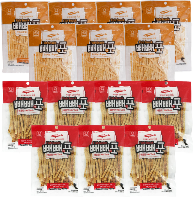 한진식품 빼빼어포 오리지널 + 매운맛, 7세트