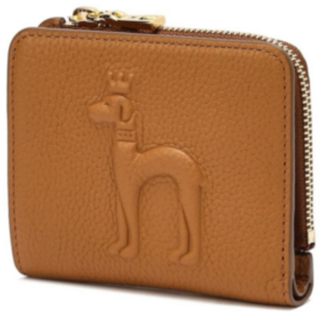 헤지스 여성 브라운 천연 소가죽 퍼피 엠보 라운드 지퍼형 반지갑 HIWA1F252W2