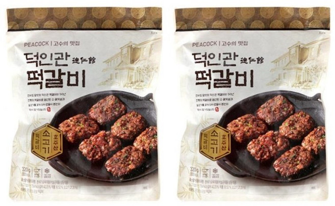피코크 전통 양념으로 구운 촉촉 바삭 덕인관 소떡갈비 320g x2개 냉동
