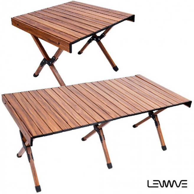 런웨이브 캠핑 롤테이블 우드 패턴 디자인 가볍고 튼튼한 알루미늄 폴딩 테이블, 접이식롤테이블