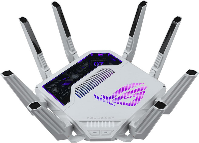 ASUS GTBE9000AI 트라이밴드 WiFi 7 802be AI 게이밍 라우터 320MHz 대역폭 및 4096QAM MLO 듀얼 0G 포트 게임 부스트 네트워크 아우라 RGB