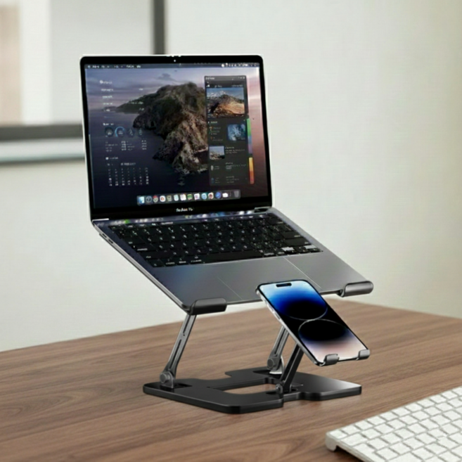 조이제이 높이조절 휴대용 미끄럼방지패드 노트북 거치대, 1개, 블랙