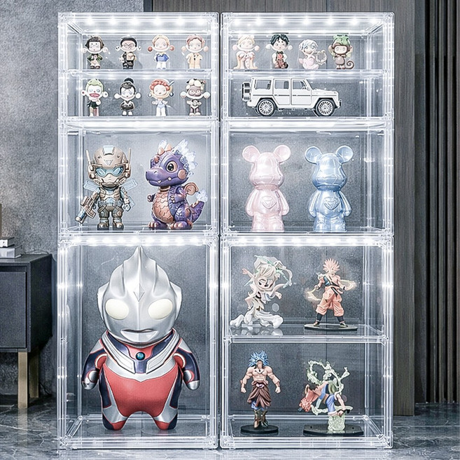 HK sell 하이버전 LED 대형 진열장 전시용 투명 적층형 장식장 33X33X45, 선반 없음, 1세트