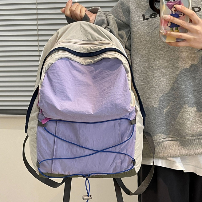 旅行戶外雙肩包女輕便登山包爬山小揹包徒步騎行運動包春遊包, 1個, 灰紫色大號