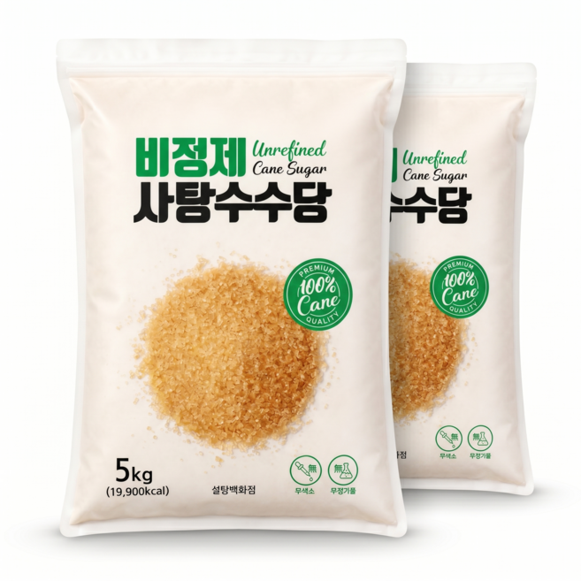 비정제원당 사탕수수 원당 지퍼백 5kg 2개