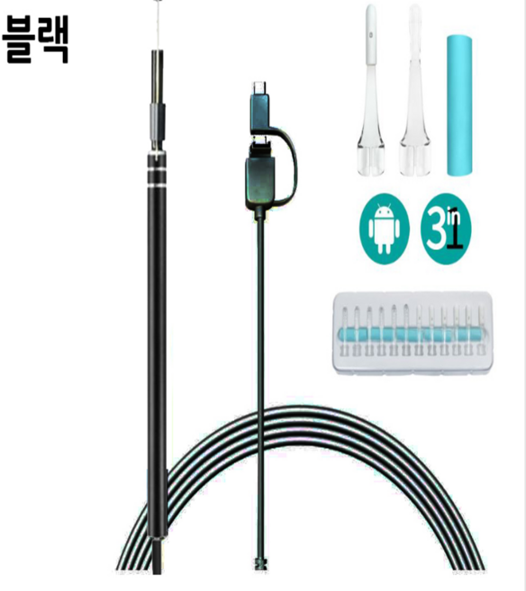 Murray 스마트폰 내시경 귀이개 블랙 MSEC-100, 1개입, 1개