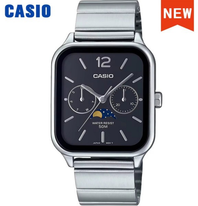 호환 카시오 남성용 손목 시계 쿼츠 방수 모델 문페이즈 스퀘어 시계 럭셔리 세트 스타일, [03] MTP-M305D-1A