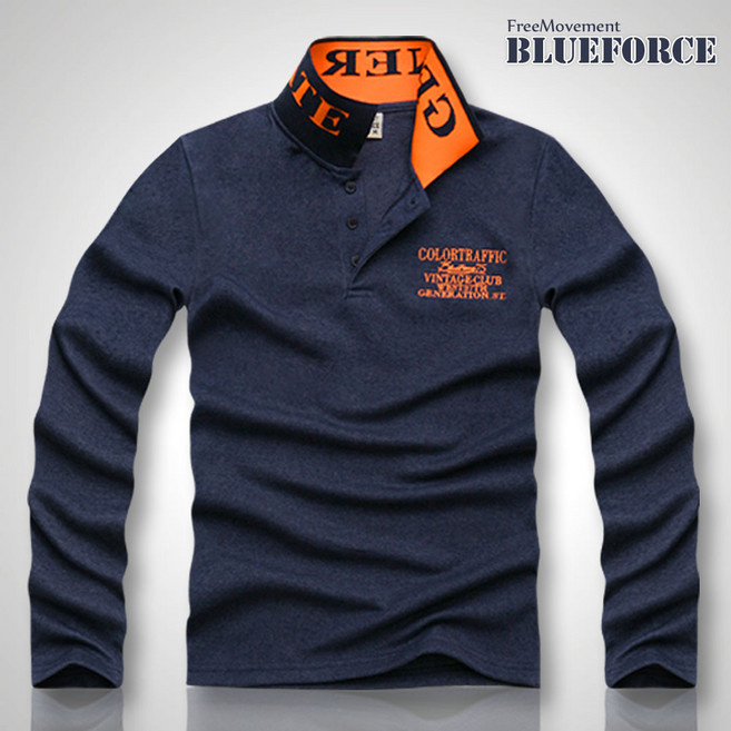 블루포스 블렌드 긴팔 카라티 배색 자수 긴팔 티셔츠 단체복 남여공용 [국내생산]