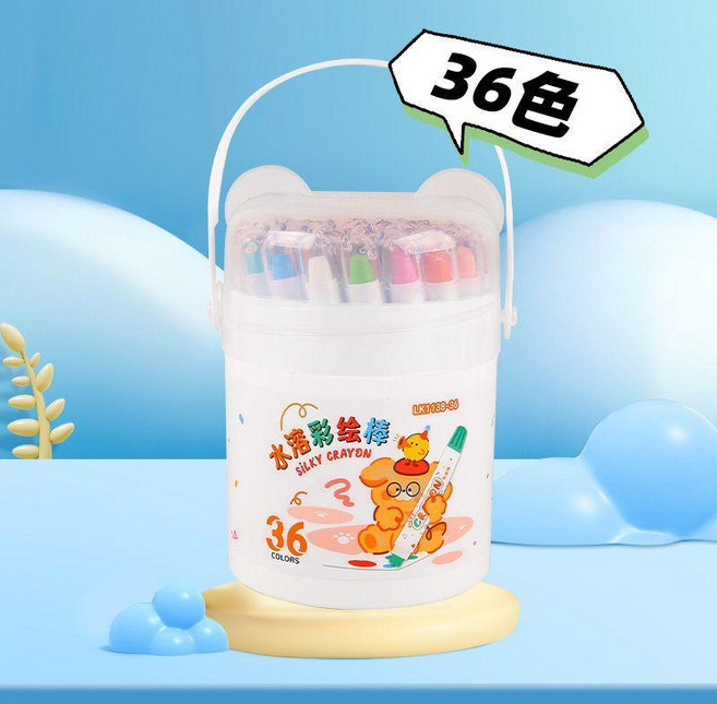 good 性旋轉蠟筆無毒油畫棒可水洗炫彩棒24色兒童, 1個, 水溶性彩繪棒36色,可水洗旋轉彩繪棒//桶裝, 24色