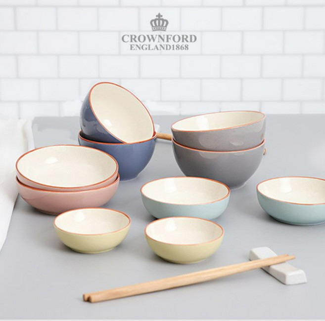 크라운포드 2인 식기 도자기 그릇 세트 4종, 노빌리티, 상세설명 참조, 1개