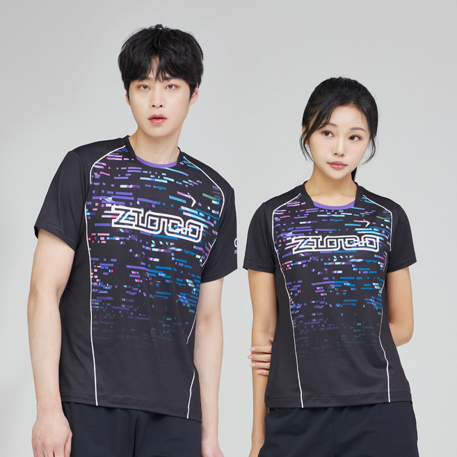 입은듯 안입은듯 AQT-1045R/1046R 홀로그램 블랙 티셔츠 배드민턴의류 탁구복 조깅복 운동복 스포츠의류