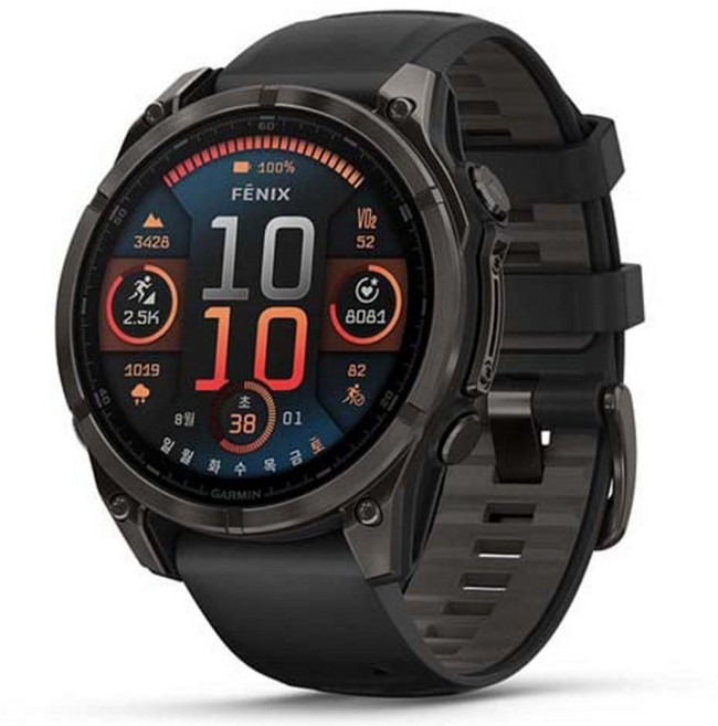 가민 피닉스 8 AMOLED 아웃도어 스마트워치, 카본그레이, 51mm, GPS + 블루투스