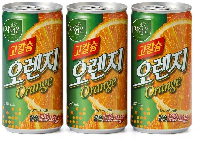 웅진 자연은 고칼슘 오렌지 180ml 미니캔, 30개