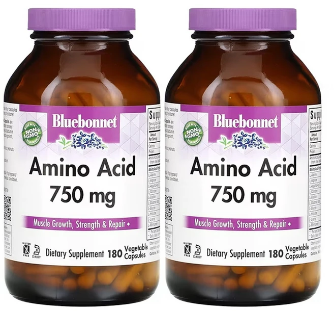 블루보넷 뉴트리션 아미노산캡슐 750mg 180정 x2, 2팩 - 쿠팡