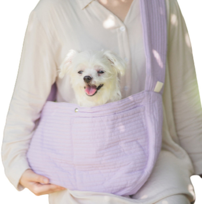 퍼닝 강아지 슬링백 포대기 이동가방, 연보라, 1개