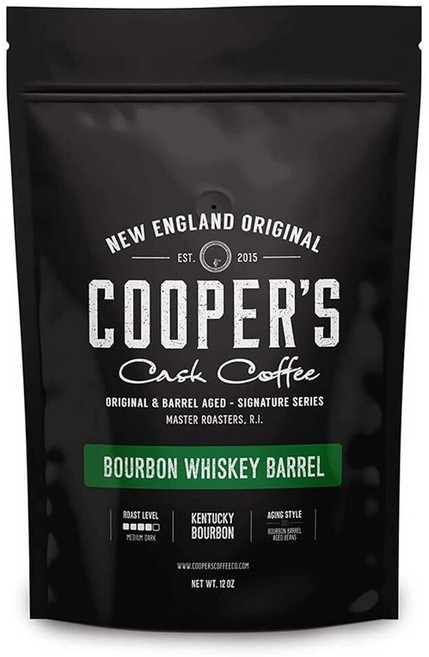 럼 배럴 숙성 커피 싱글 오리진 르완다 콩 럼 배럴에서 숙성된 미디엄 로스트 원두 355ml(12온스), 버번 위스키, 12 Ounce (Pack of 1)