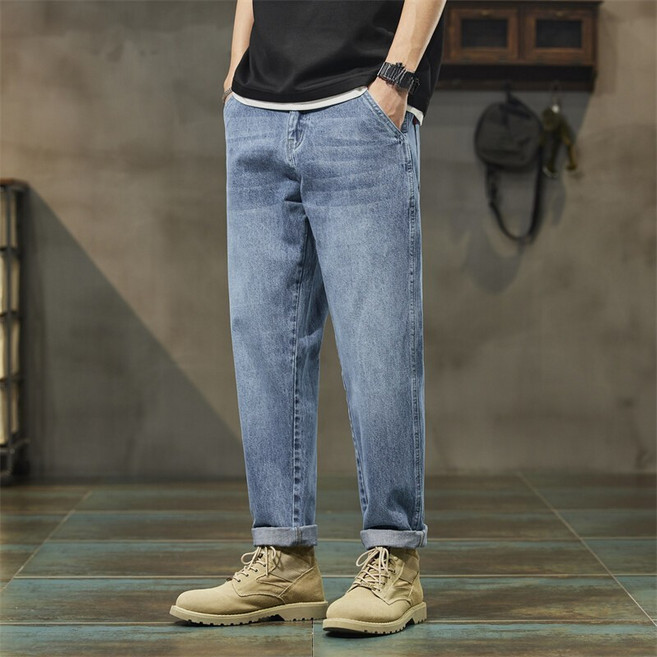 남자 봄가을 배기 청바지 캐주얼 편안한 청바지