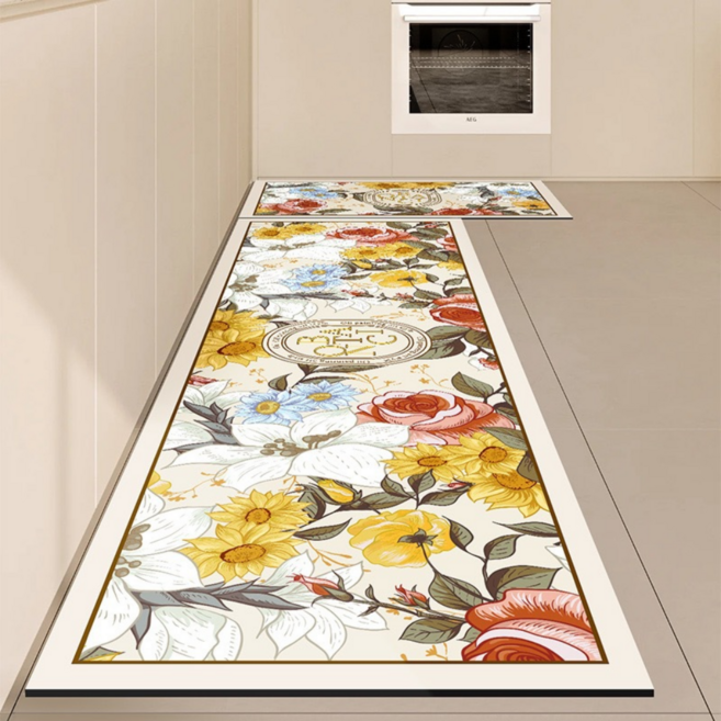 헤인느 주방 대형 PVC 발매트, 해바라기레드, 1개