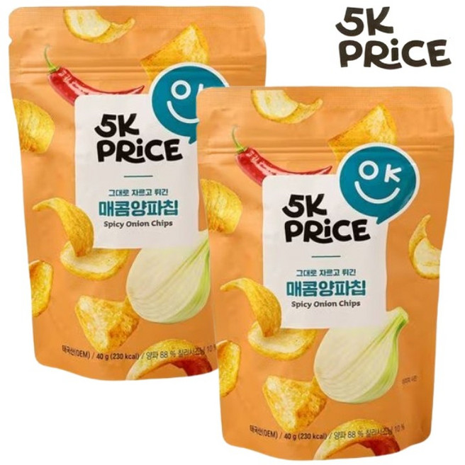 5K프라이스 매콤 양파칩, 2개, 40g