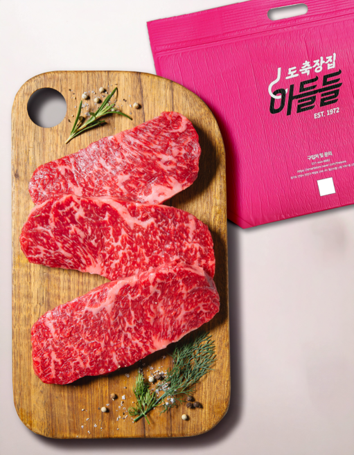 도축장집아들들 1++한우 채끝 프리미엄 소고기 300g, 1개